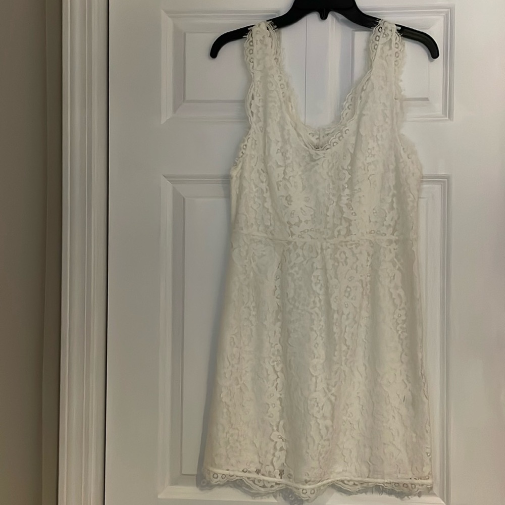 Women's juniors white off white wedding bachelorette lace dress size medium